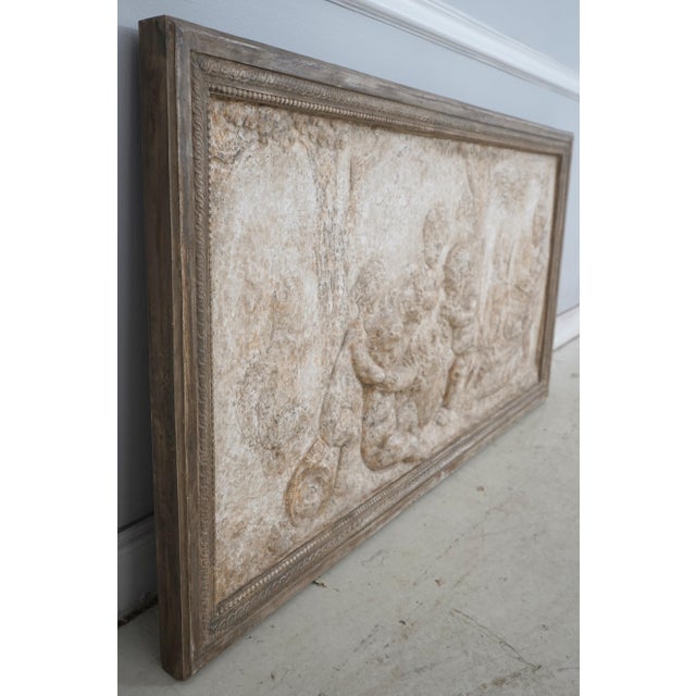 Age: Approx. 20 Years Old Details: Intentional Distressing Manufactured Stone Relief of Cherub Scene Quality Construction...