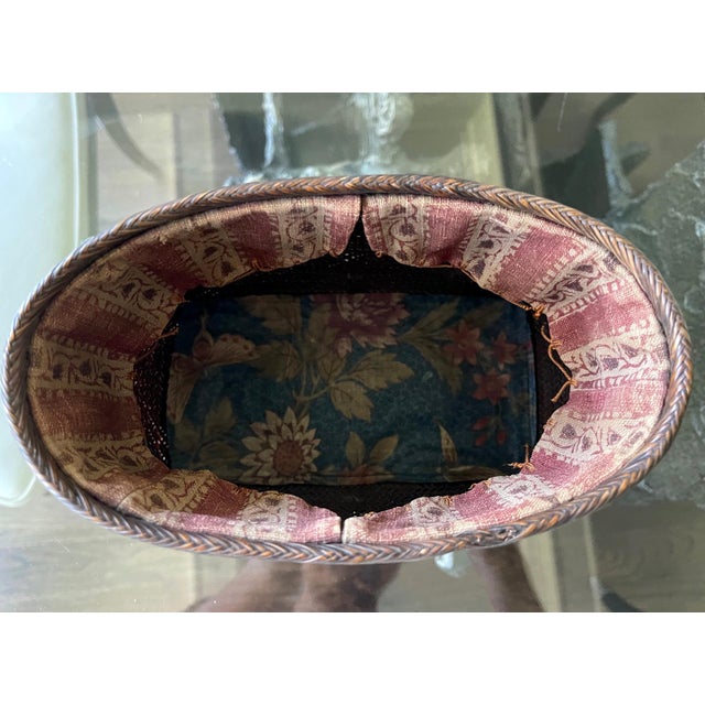Early Japanese Hand Basket with Brocade Interior by Suzuki Gengensai For Sale - Image 9 of 10