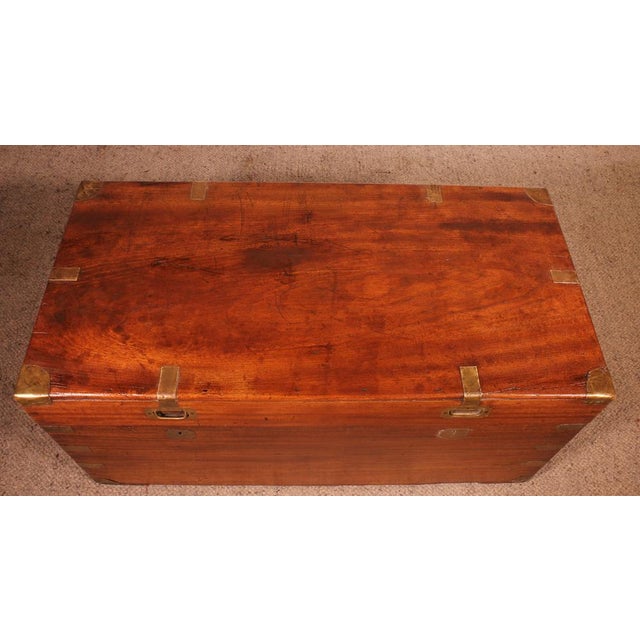 19th Century Camphor Wood Marine Chest with Double Locks For Sale - Image 13 of 15