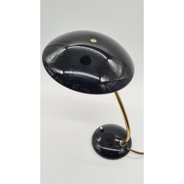 Black Model 6781 Table Lamp in Black Metal and Brass attributed to C. Dell for Kaiser Idell, Germany, 1950s For Sale - Image 8 of 11