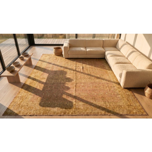 1890s Pink Rose Diamond Antique Indian Agra Rug 15' X 19'6" Handknotted Wool Carpet For Sale - Image 9 of 9