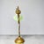 Art Nouveau Whiplash Curve Brass Tulip and Green Glass Table Lamp, 1950s For Sale - Image 6 of 14