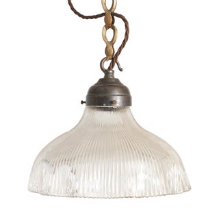 Glass Pendant Light from Holophane, 1940s For Sale