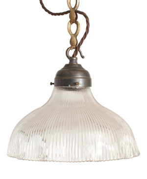 Glass Pendant Light from Holophane, 1940s