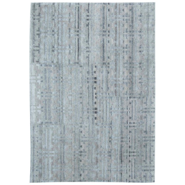 Contemporary Terra Blue Hand Knotted in Natural Wool Rug by Doris Leslie Blau For Sale