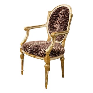 Antique French Louis XVI Style Giltwood Armchair For Sale