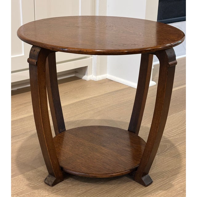 Brown Antique 1930s American Art Deco Oak Side Table For Sale - Image 8 of 15