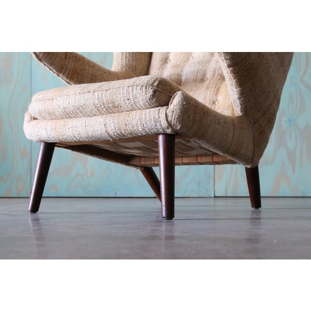 1950s Hans J. Wegner Papa Bear Ap19 Chair and Ottoman Teak and Boucle For Sale - Image 9 of 15