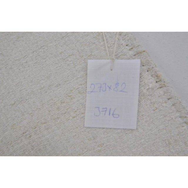 White Handwoven Hemp Runner Rug, 1960s For Sale - Image 6 of 12