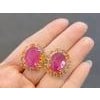 Bochic "Orient" Pastel Sapphires & Red Rubies Earrings Set In 18K Gold & Silver For Sale - Image 9 of 18