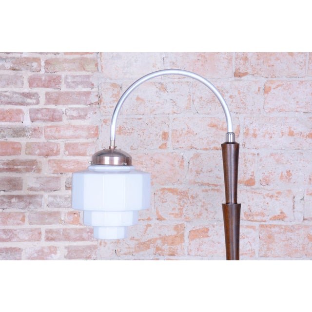 Cubism Floor Lamp in Beech and Chrome-Plated Steel, 1920s For Sale - Image 9 of 12