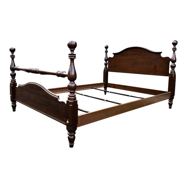 Ethan Allen Solid Cherry Cannonball Queen Bed Chairish