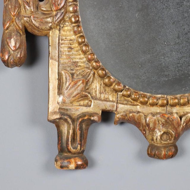 Antique Italian Carved and Gilded Wood Mirror, 1700s For Sale - Image 6 of 10