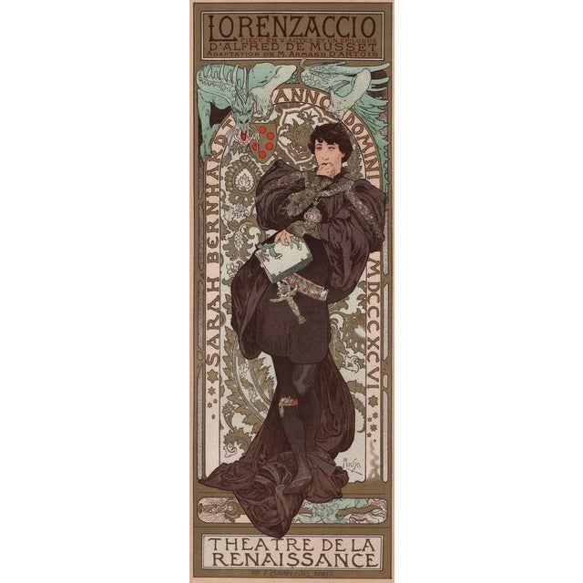 Alphonse Mucha, Lorenzaccio from Les Maîtres de L'Affiche, 1898, Original Lithograph For Sale - Image 3 of 14