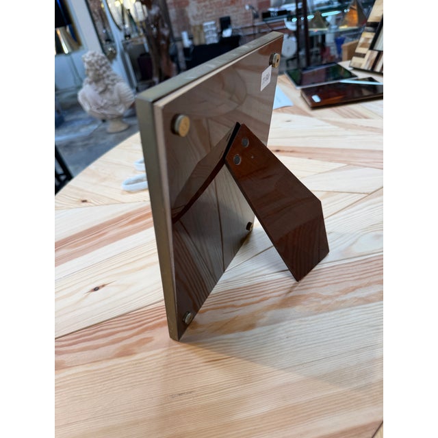 1970s Burgundy and Brass Tabletop Picture Frame For Sale - Image 5 of 7