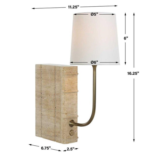 Made of unfilled beige travertine, the whimsical Book mini lamp resembles your favorite classic novel. It features a light...
