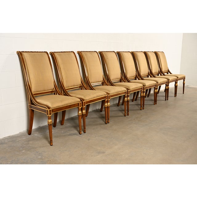 Karges French Regency Louis XVI Carved Walnut and Gold Gilt Dining Chairs | Set of Eight For Sale - Image 14 of 14