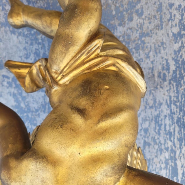 19th Century Winged Putto in Gilded Wood, Italy For Sale - Image 6 of 17