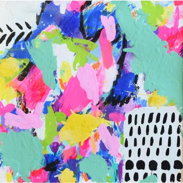 Contemporary, modern, colorful abstract oil painting on stretched artist's canvas. Signed by the talented artist “Melisa...