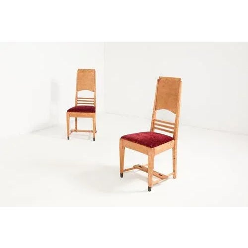 Unique set of 8 chairs from Alfred Grenander, 1900’s Sweden. Beechwood frame with fabric upholstery seat. Alfred Grenander...