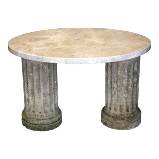 Modern & Antique French Quartzite & Stone Coffee Table For Sale
