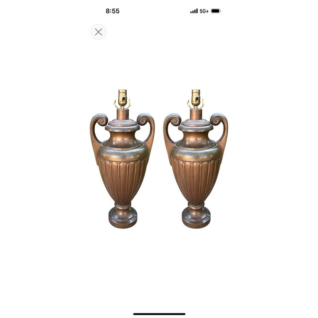 1930s Pair of French Neoclassical Style Bronze Lamps For Sale - Image 13 of 13