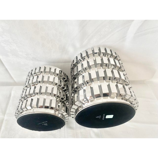 Silver Late 20th Century Y2k Glamour to Your Tabletop With This Striking Pair of Party Lite "Enchanted Linear" Candle Holders For Sale - Image 8 of 16