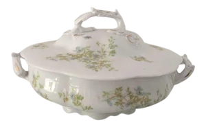 Vintage Floral Bone China Lidded Serving Bowl