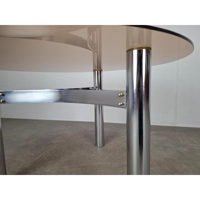 Mid-Century Modern Czechoslovak Smoked Glass Coffee Table in Chrome Metal, 1970s For Sale - Image 11 of 14