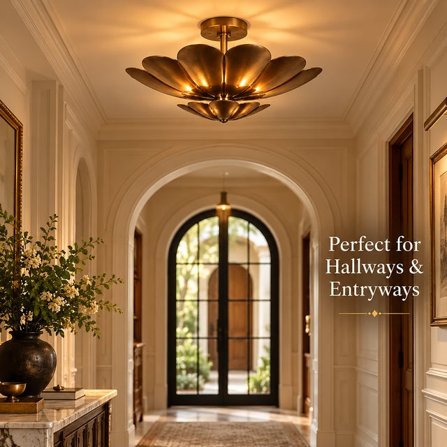 Bring sculptural elegance and warm vintage character into your interior with this Handmade Vintage Brass Floral Ceiling...
