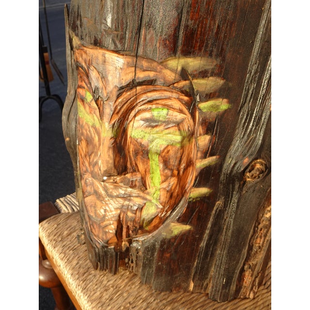 Vintage Hand Carved Face on a Wooden Log ~ Decorative Decor For Sale - Image 11 of 12