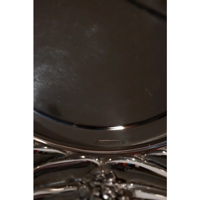 1970s Vintage Mid-Century Silver Plated Floral Tray For Sale - Image 5 of 6