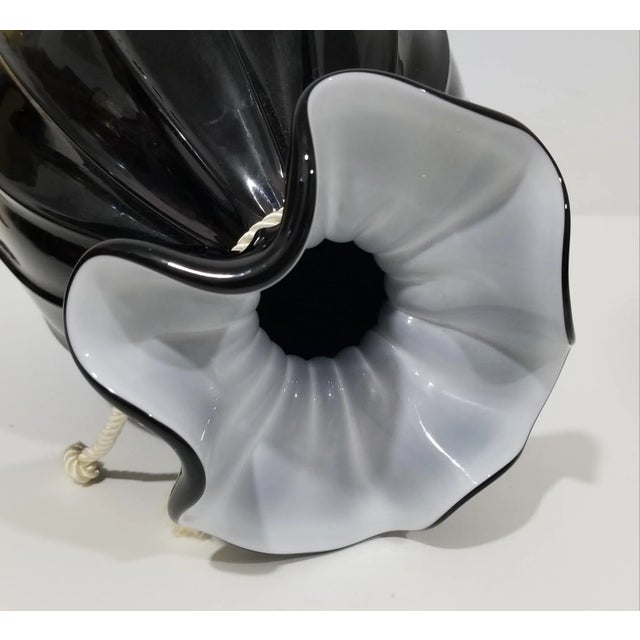 1960s Large Pilgrim Glass Black & White Satchel Art Glass Vase For Sale - Image 6 of 10