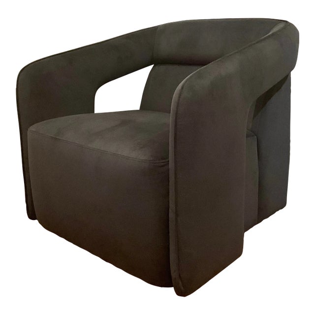 Modern Black. Velvet Swivel Lounge Chair For Sale