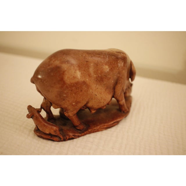 Early 20th Century Late Qing Carved Shoushan Soapstone Sculpture of a Sow With Piglets, Signed For Sale - Image 17 of 17