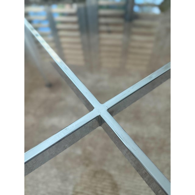 Metal 1970s Round Glass and Chrome Coffee Table Attributed to Milo Baughman For Sale - Image 7 of 7