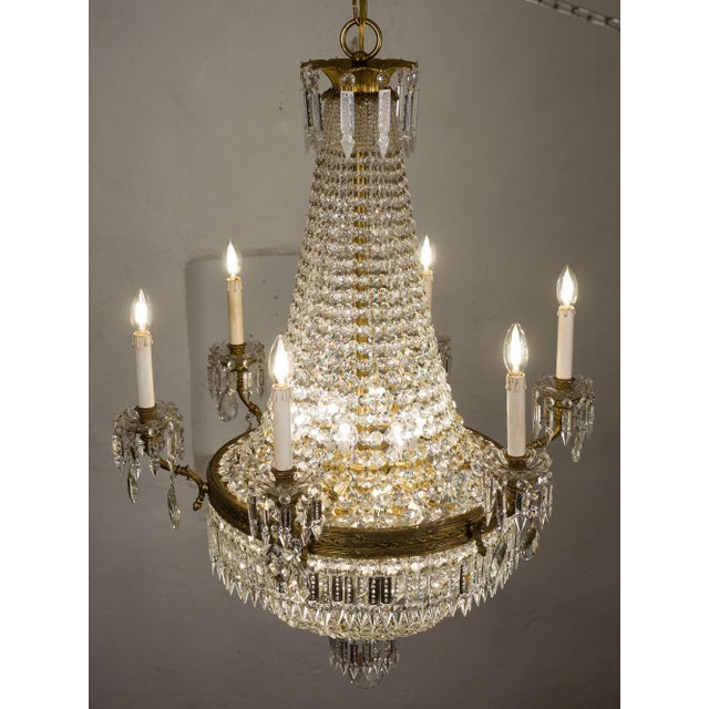 Traditional Large Italian Beaded Crystal Basket Chandelier, 1920s For Sale - Image 3 of 17