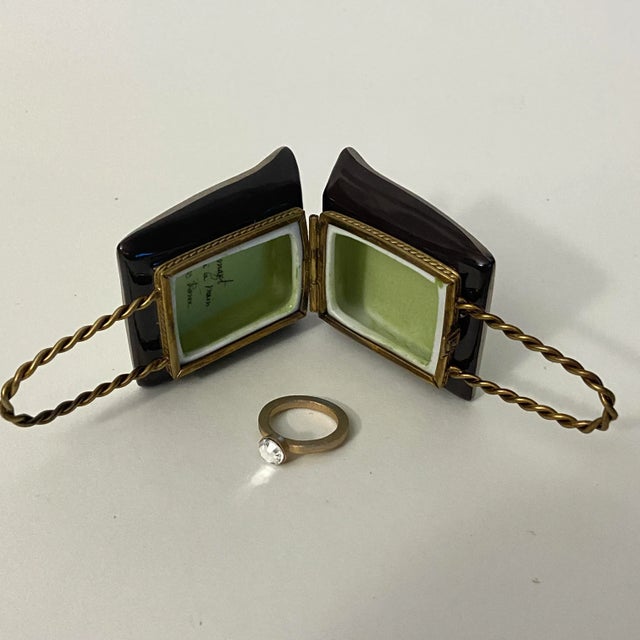 1990s Vintage Ross & Simons Jewelry Store Bag Engagement Ring Limoges Trinket Box For Sale - Image 5 of 10