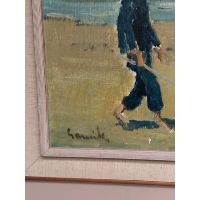 Tage Gavik, Children on Donkeys at the Beach, 1960s, Oil Painting on Canvas, Framed For Sale - Image 8 of 18