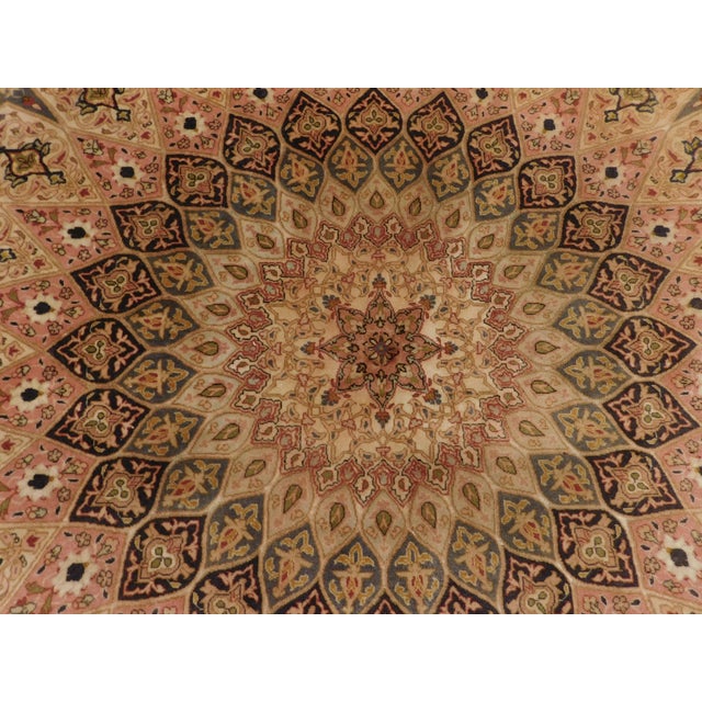 Beige Rare Vintage Round Northwest Persian Tabriz Rug With Silk Highlights. 6'6"x 6'6" For Sale - Image 8 of 15