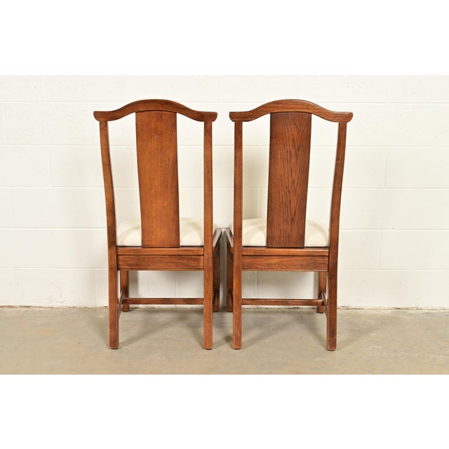 Thomasville Mid-Century Hollywood Regency Chinoiserie Carved Walnut Side Chairs or Dining Chairs, Pair For Sale - Image 11 of 14