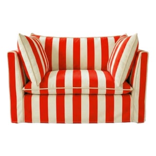Sophie Conran Coco Loveseat - Petunia Red Stripes with Knife Edge Cushion For Sale