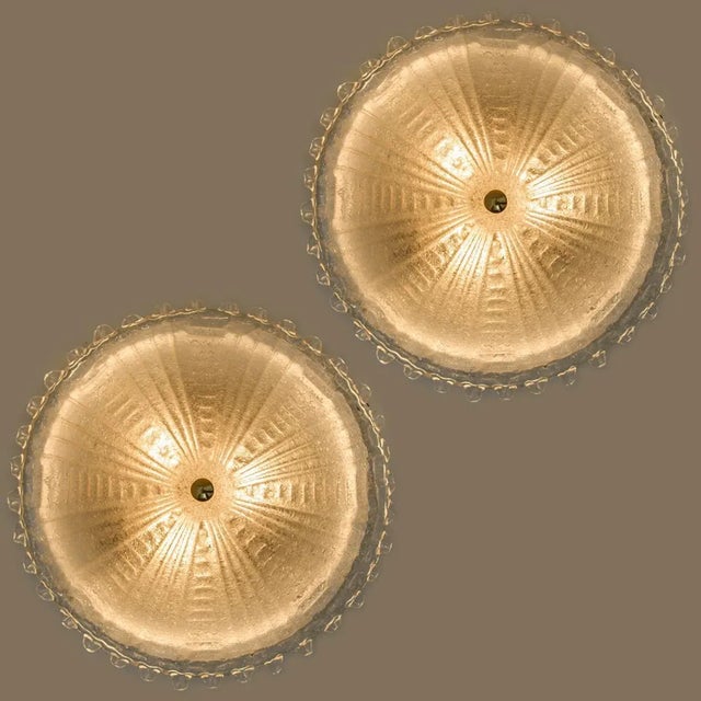 Gold Large Glass Flush Mount from Peill & Putzler, Germany, 1970s For Sale - Image 8 of 13