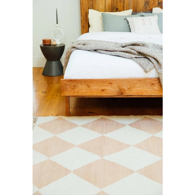 Not Yet Made - Made To Order Light Blue & Gray Diamond Checker Zanafi Flatweave Moroccan Wool Rug 5x8 For Sale - Image 5 of 7