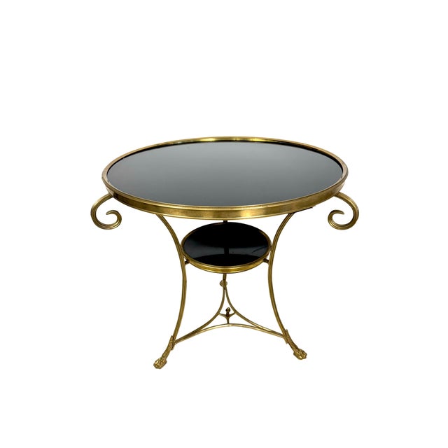 Early 20th Century French Gilt Two Tier Bronze Gueridon Table with Black Marble Top For Sale - Image 14 of 18