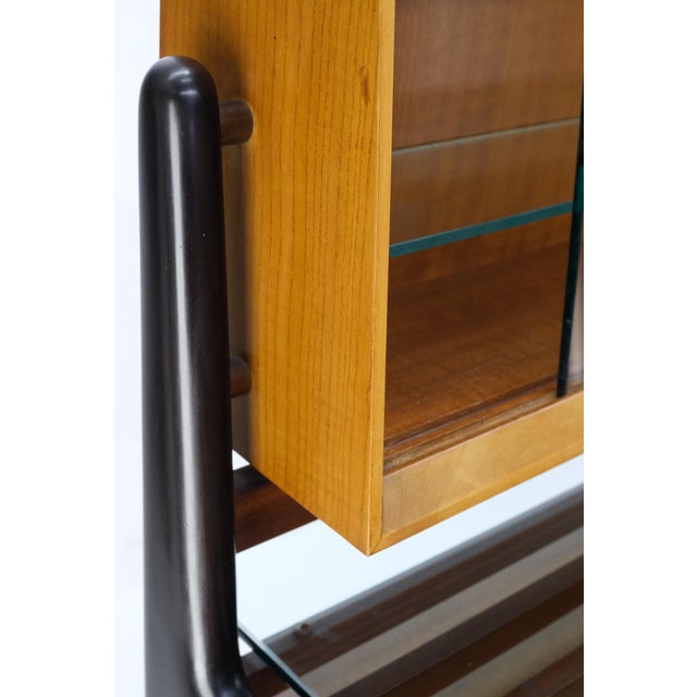 Mid-Century Modern Bi Level Long Credenza Server Dresser Cabinet Ebonized Legs For Sale - Image 16 of 18