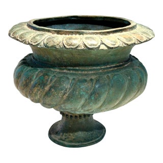 Vintage Verde Green Brass Urn For Sale