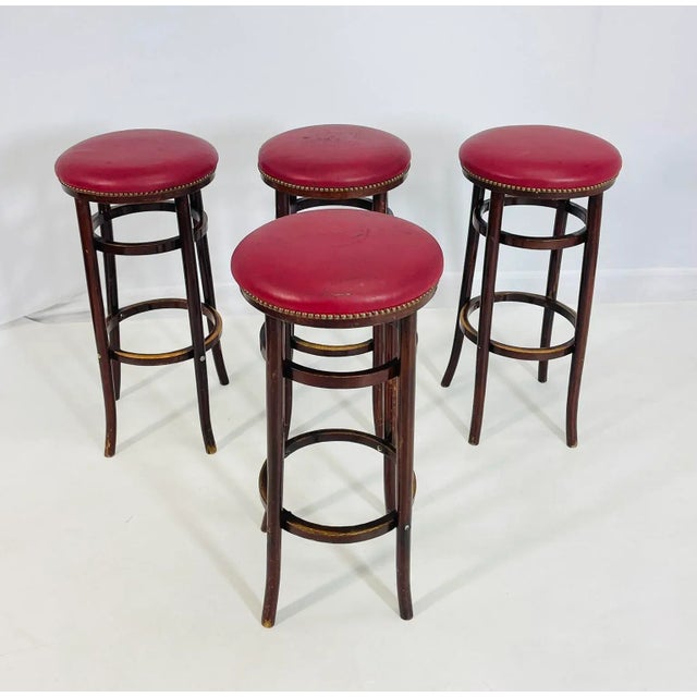Mid-Century Modern Set of 4 Barstools by Michael Thonet for Thonet Furniture, Usa 1960's For Sale - Image 3 of 12