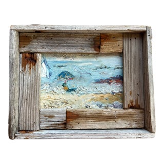 "The Gulf", Oil Painting, by Van Ness, Barn Wood Frame, Coastal Art For Sale