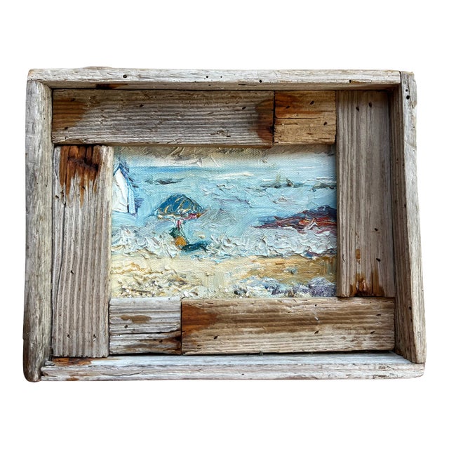 "The Gulf", Oil Painting, by Van Ness, Barn Wood Frame, Coastal Art For Sale